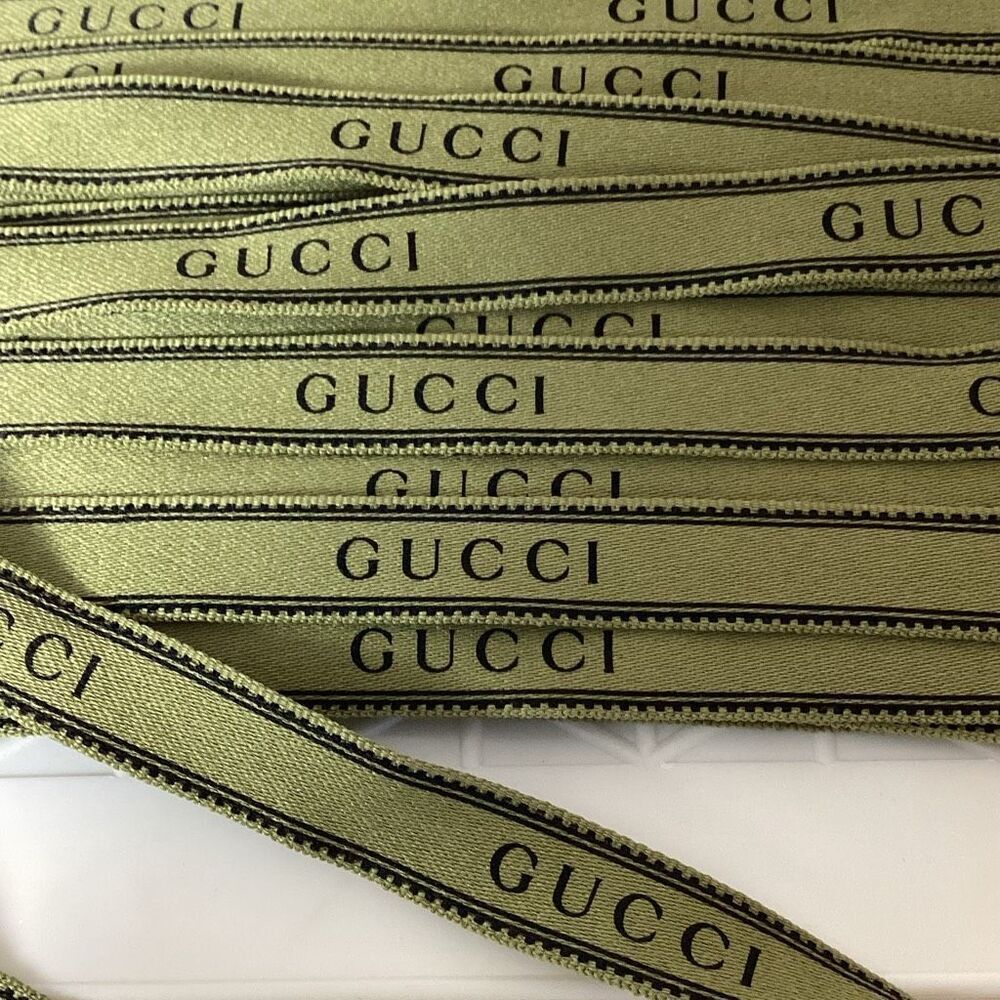 Authentic GUCCI Ribbon Olive Green Sold by two yard pieces 5/8” Wide New